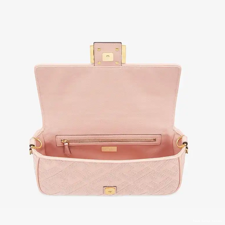 Vintage HOT In Medium Motif Laser FF with Pink Cut Baguette Canvas Strap Bag Fendi 0408